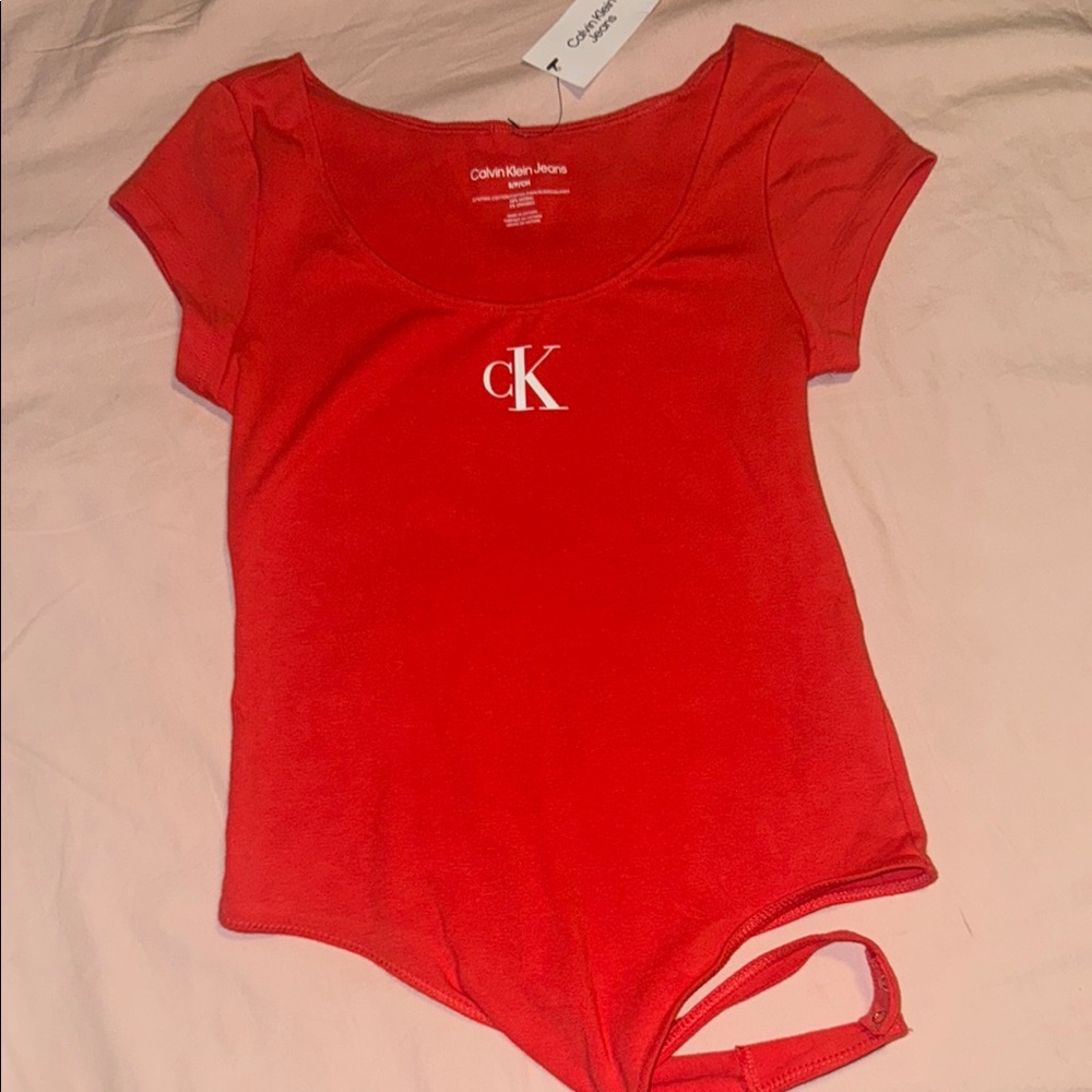 Calvin Klein Red Short Sleeve Bodysuit